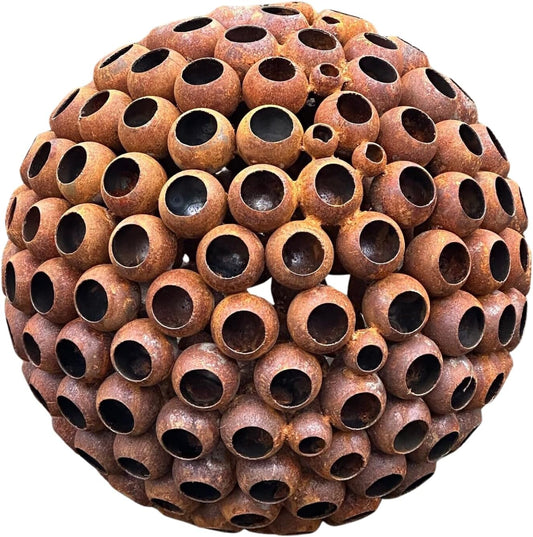 Rusty Metal Garden Sphere Sculpture 🌿✨